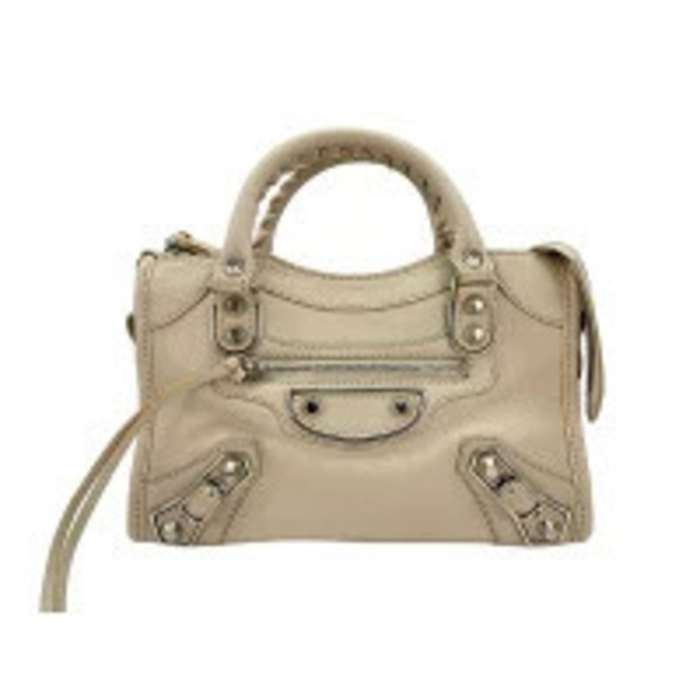 Balenciaga City Leather Handbag Beige Cream